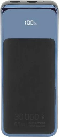 Powerbank RIVACASE VA1080 30000mAh 65W PD/QC3.0 me LCD, blu e zezë