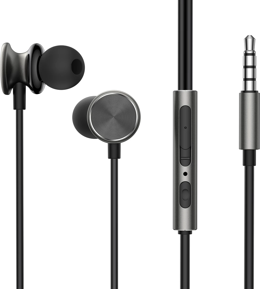 Kufje me tela Joyroom JR-EW03, in-ear, 1.2m, mikrofon, gri e errët