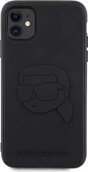 Mbështjellës Karl Lagerfeld KLHCN613DRKNK për iPhone 11/XR 6.1", hardcase, Rubber Karl Head 3D, zi