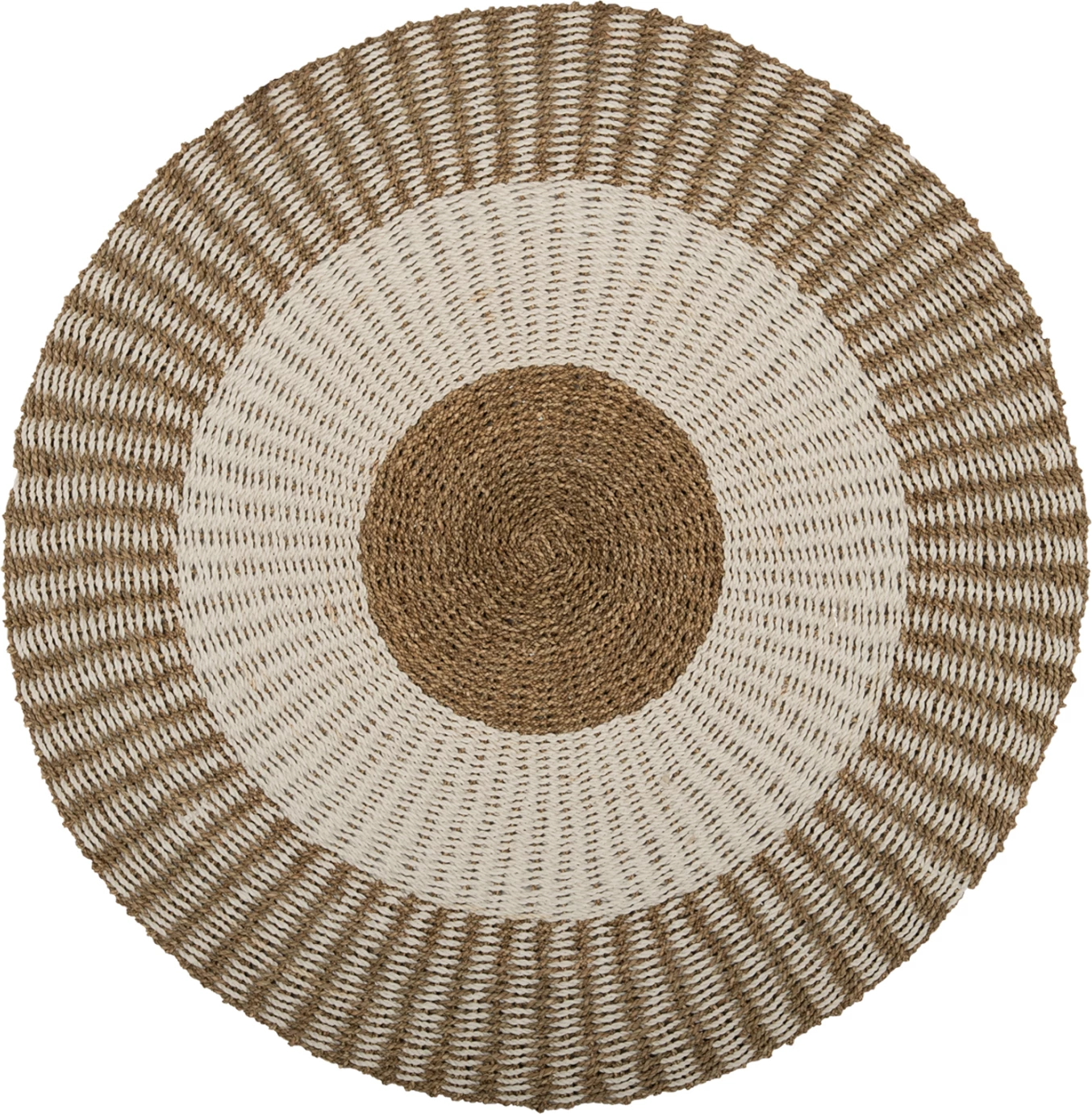 Tapet i rrumbullakët KIRKI, fibra natyrale bar deti, ngjyrë bardhë-natyrale, Φ120 cm