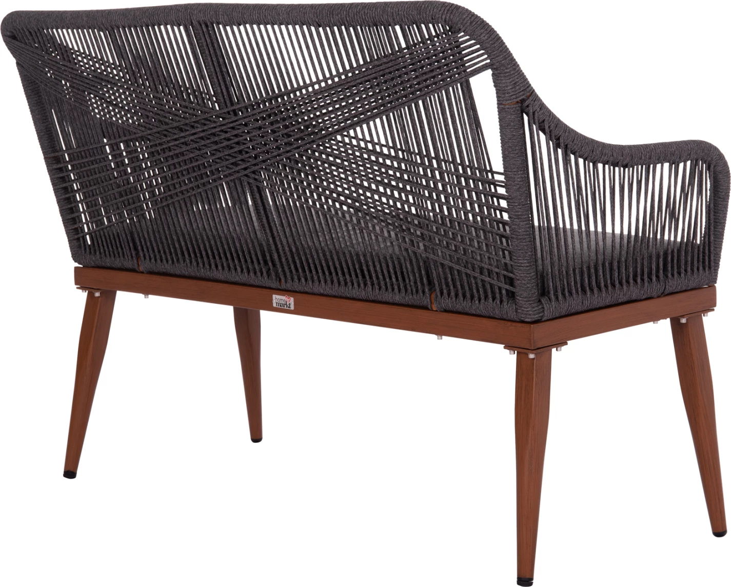 Divan i jashtëm dy vendësh MYRTIA, alumin kafe, litar p.e. antracit, 123x61x90cm