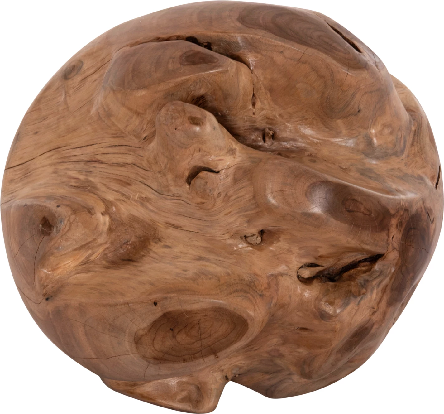 Dekor për dysheme CLEMOR, sferë prej druri tik, ngjyrë natyrale, 30cm