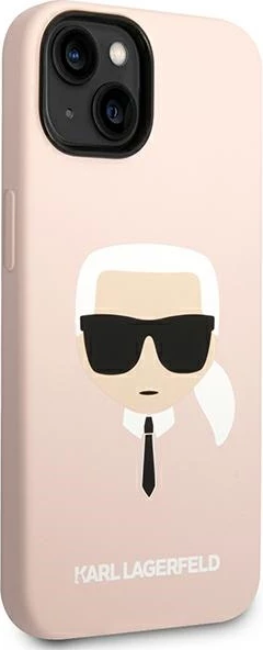 Mbështjellës Karl Lagerfeld KLHMP14MSLKHLP për iPhone 14 Plus 6.7", silikon, rozë e hapur, MagSafe