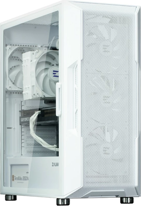 Kasë Zalman i3 NEO ARGB, Midi Tower, xham i temperuar, 4 ventilatorë ARGB, e bardhë