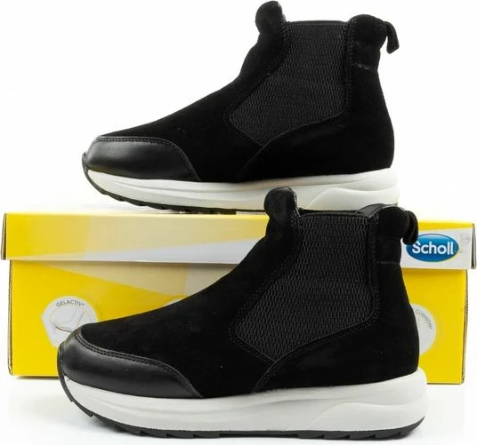 Çizme të shkurta lëkure për femra Scholl, të zeza