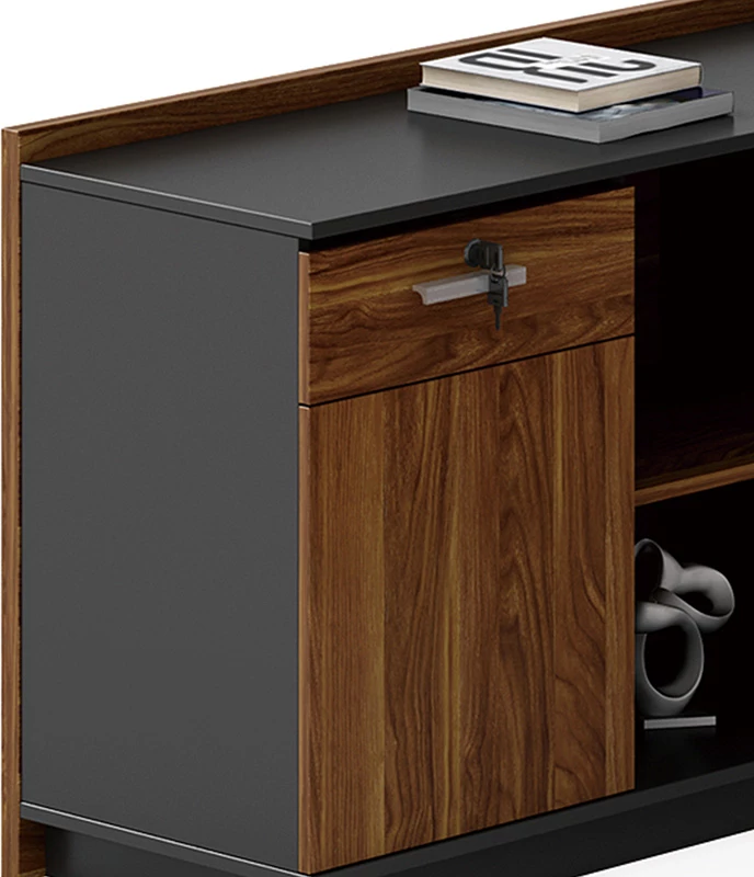 Tavolinë zyre qoshe e majtë Oscar, ngjyrë arre-antracit, 200x180x76cm