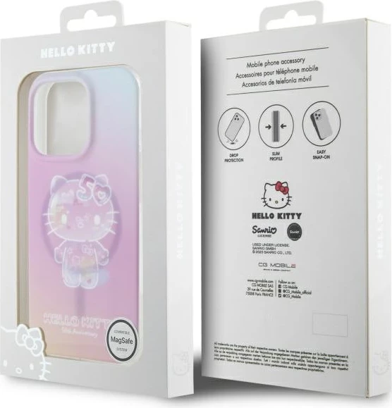 Mbështjellës Hello Kitty për iPhone 16 Pro, MagSafe, Rozë, 50 vjetori