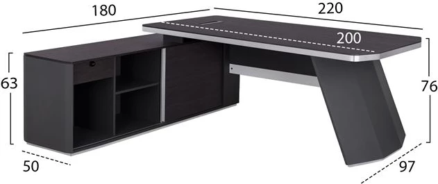 Tavolinë profesionale për zyre, kënd i majtë, ngjyrë trëndafili, FH2083L, 220x180x76 cm