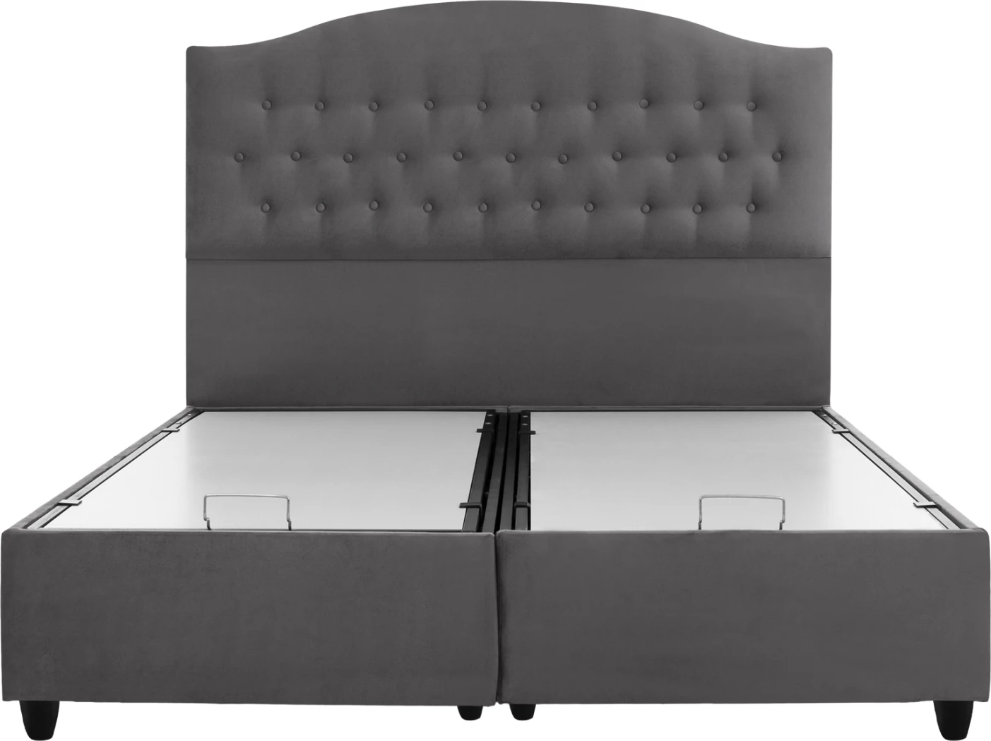 Krevat MALENA, kadife gri, me hapësirë ruajtjeje, i qepur, 160x200