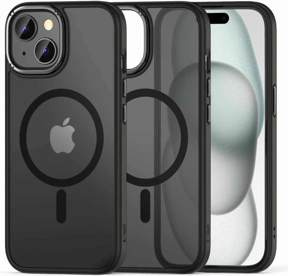 Mbështjellës Tech-Protect MagMat 2 për iPhone 15, MagSafe, Gjysem-transparent, Zi