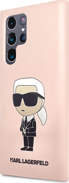 Mbështjellës Karl Lagerfeld KLHCS23LSNIKBCP për Samsung Galaxy S23 Ultra, silikon, rozë