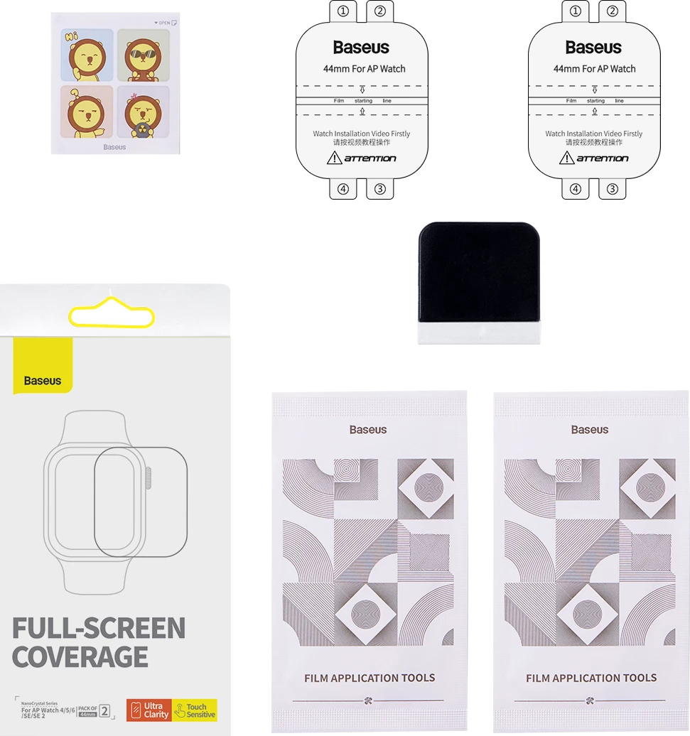 Set folje mbrojtëse Baseus NanoCrystal për Apple Watch 4/5/6/SE/SE 2, 44mm, Transparent, 2 copë