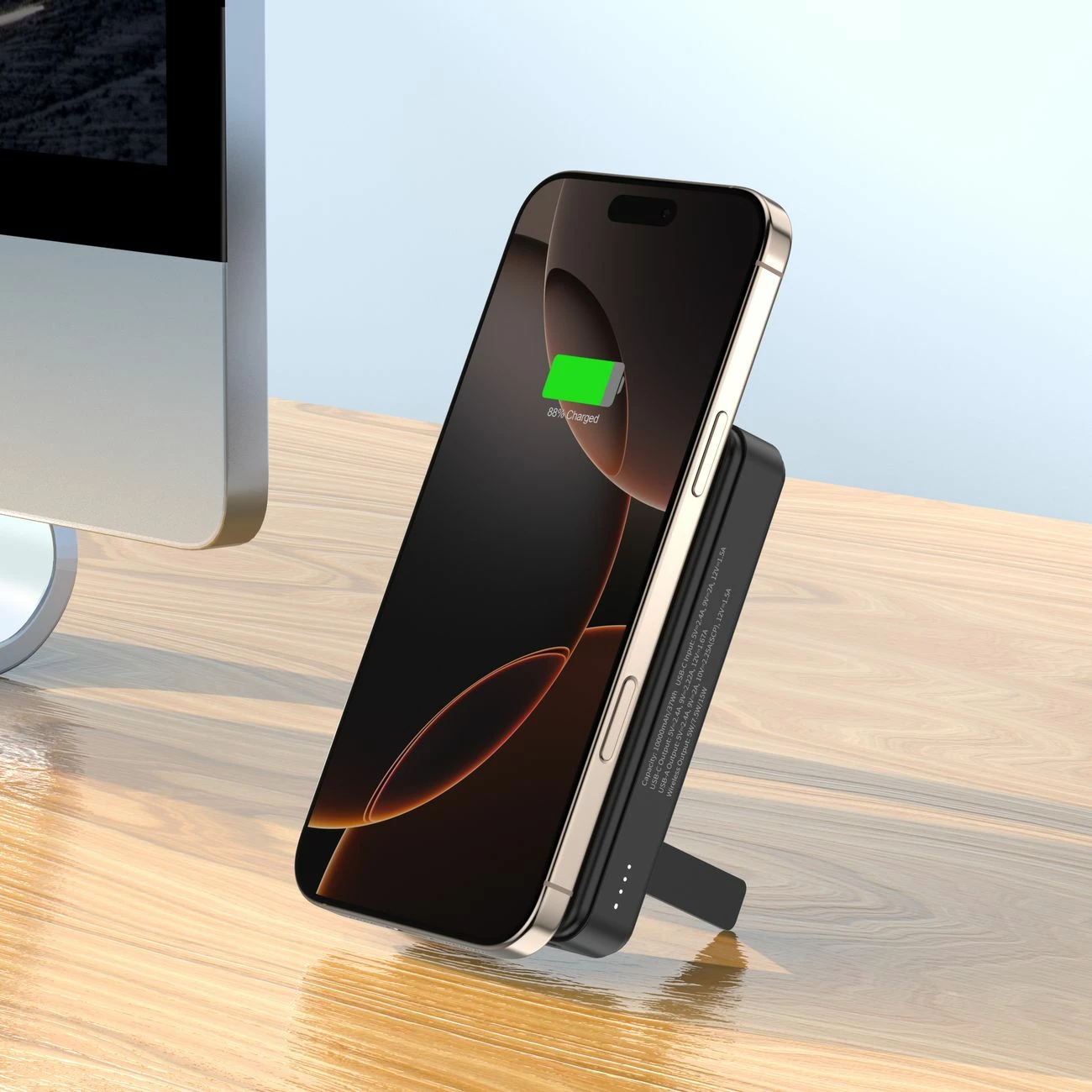 Powerbank Wozinsky WLWP-10KA0Y3S, 10000 mAh, 22.5W PD, Qi2, me mbajtëse, e zezë