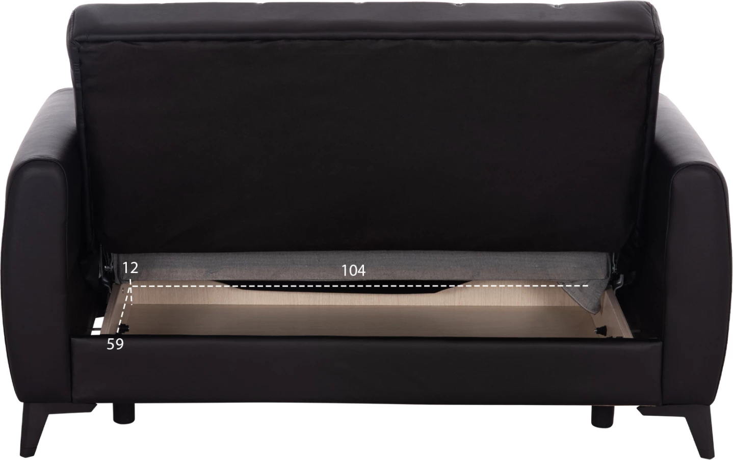 Divan-krevat 2 vende me hapësirë për depo, ngjyrë e zezë, NIKKO FH3293.11, 144x75x84cm