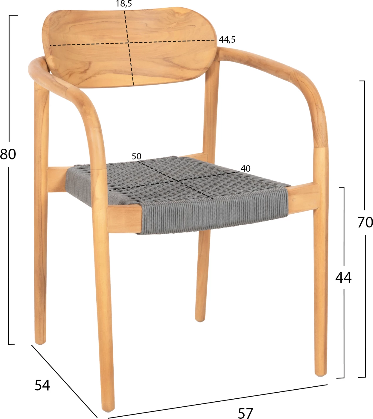 Karrige Oslo FH9636.08 dru tik natyral & litar gri 55x54x80Hcm