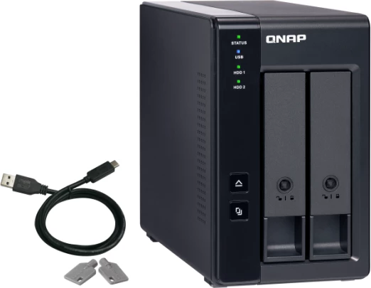 Kasë ekstensioni USB RAID QNAP TR-002, 2-bay për 2x SATA 3.5\"/2.5\", USB-C 3.2 Gen 2, e zezë