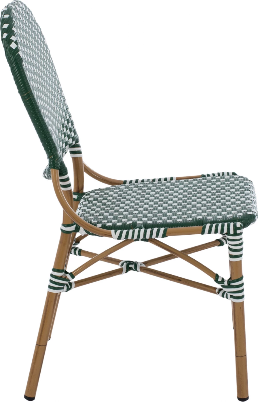 Karrige alumini pamje bambuje me thurje jeshile dhe bardhë FH5792.01 47x55x98 cm