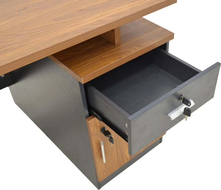 Tavolinë zyre profesionale Oscar, ngjyrë arre-gri e errët, 120x70x76cm