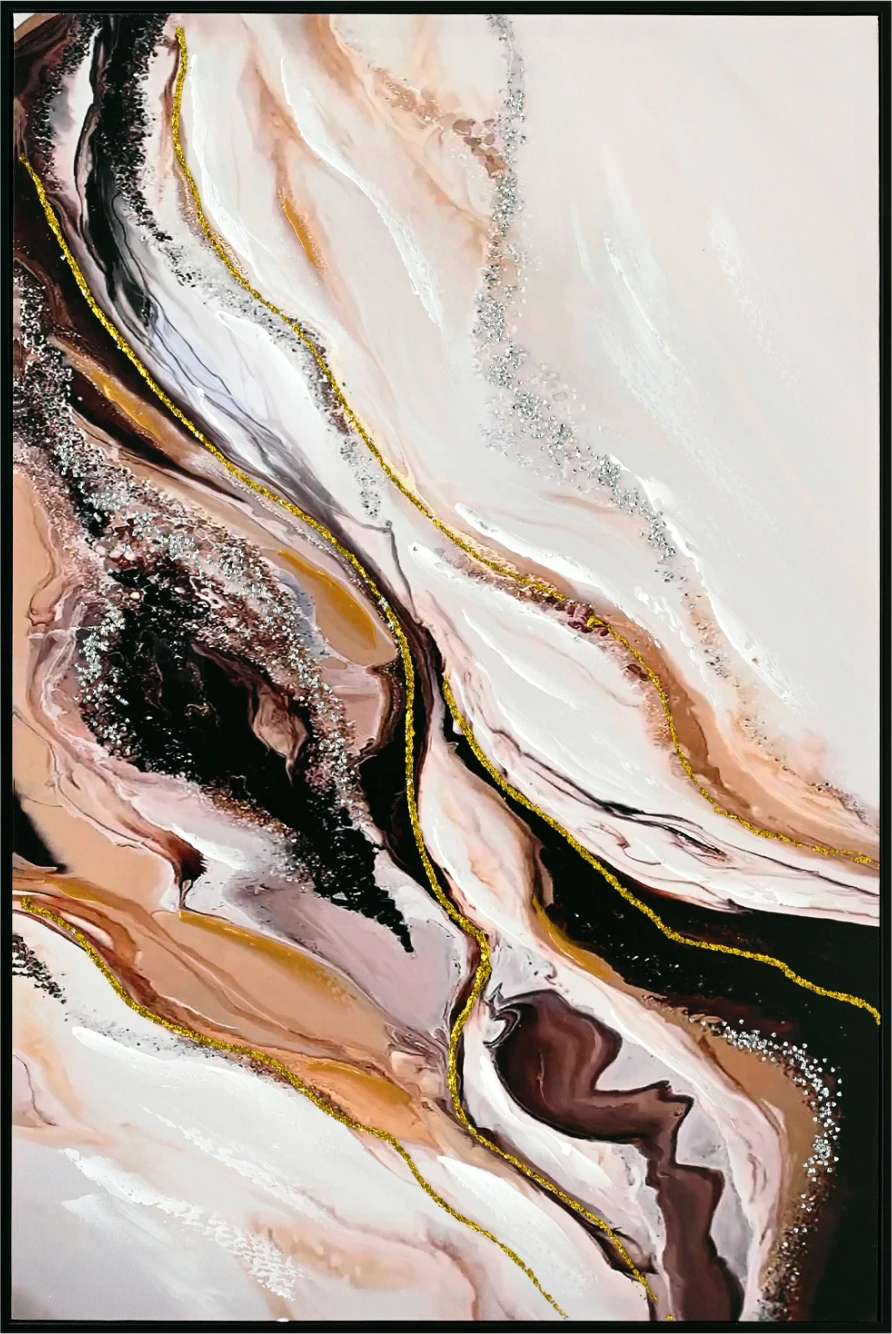 Pikturë muri abstrakte, kornizë PS e zezë, FH4560, 62x4x92 cm