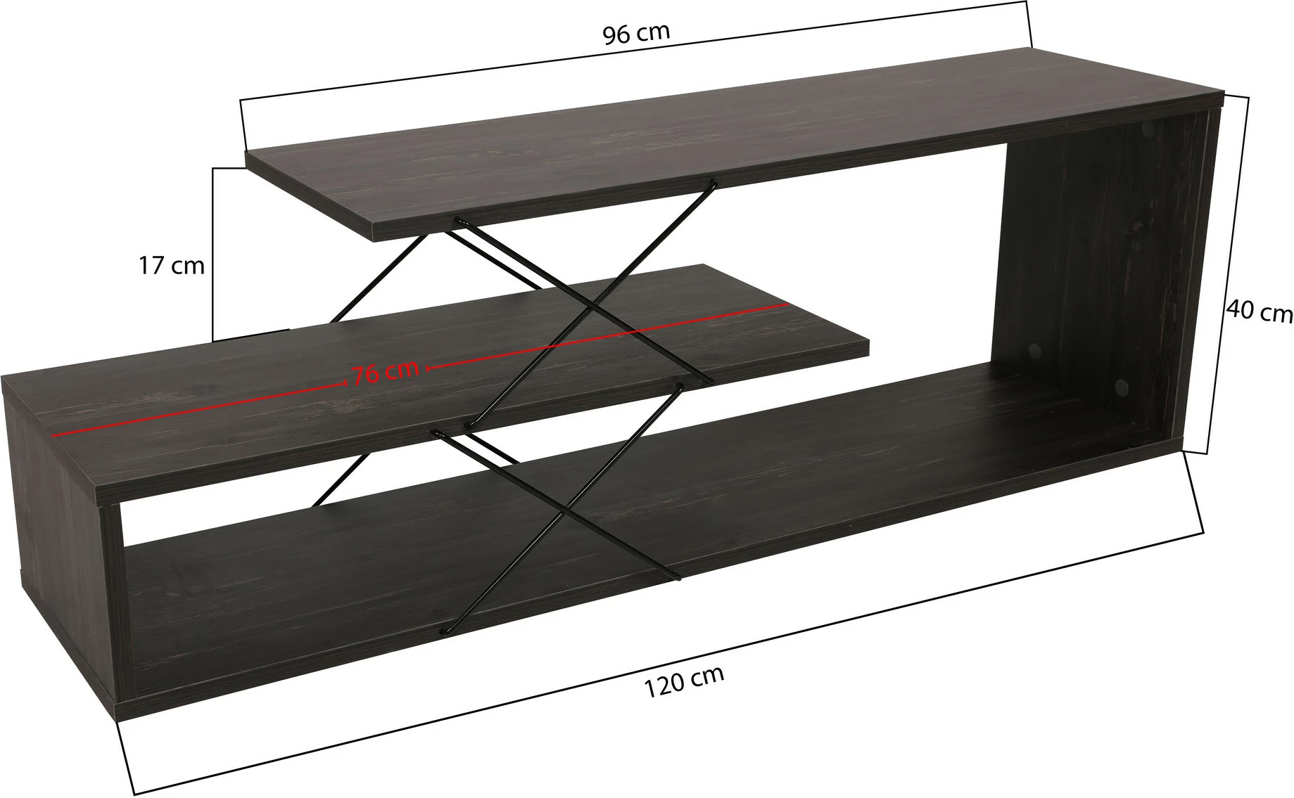 Komodë TV Hanah Home, dizajn Zigzag, ngjyrë kafe e errët