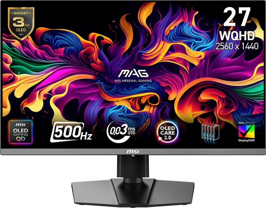 Monitor MSI MAG 272QP QD-OLED X50, 26.5 inch, QHD, 500Hz, QD-OLED, zi