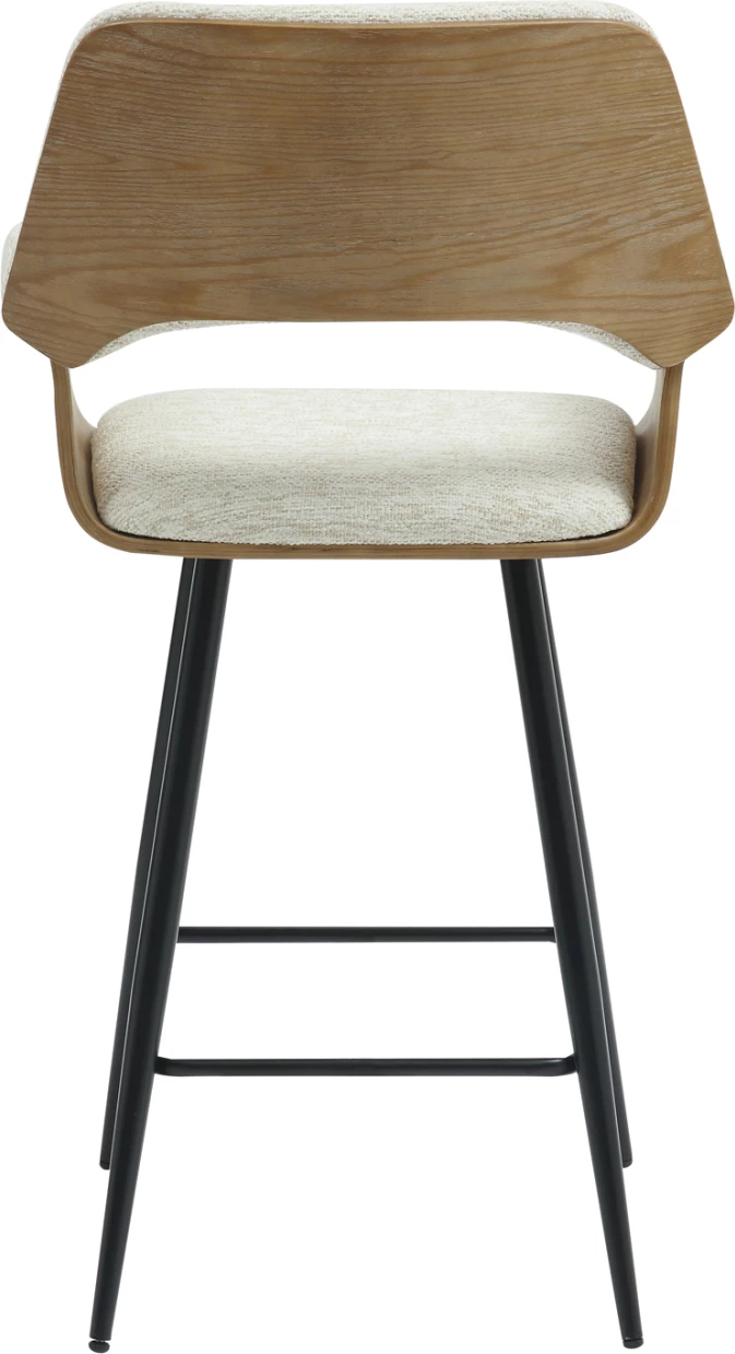 Karrige për bar, lartësi mesatare, CLIPP, FH9987.02, këmbë metali të zeza, pëlhurë ecru, 57.5x53x98H cm, set prej 2 copash