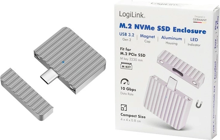 Kasë e jashtme LogiLink UA00423 për SSD M.2 NVMe, USB-C, Argjend