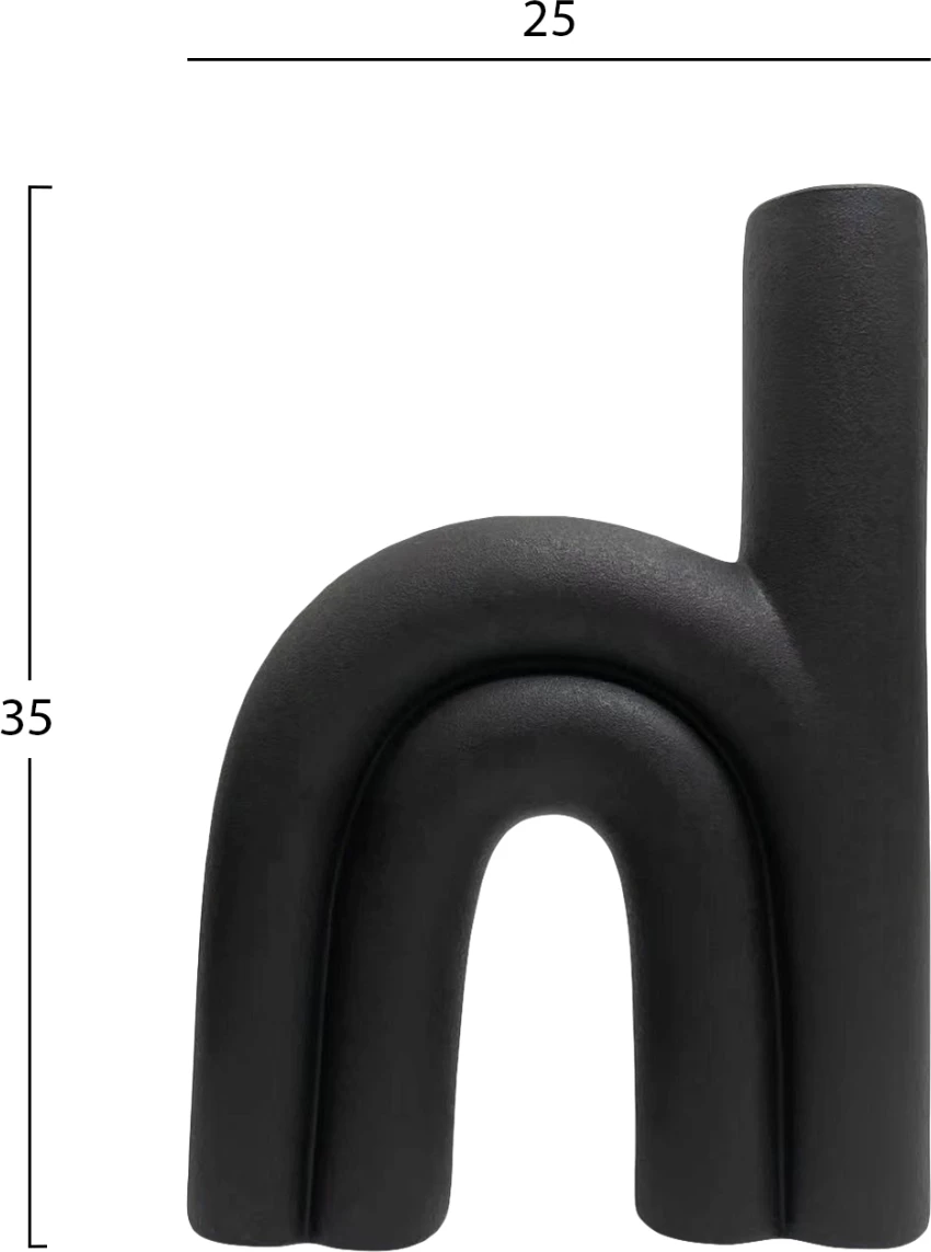 Dekor tavoline prej qeramike ARCON FH4638.02, ngjyrë e zezë mat, 25x6x35 cm