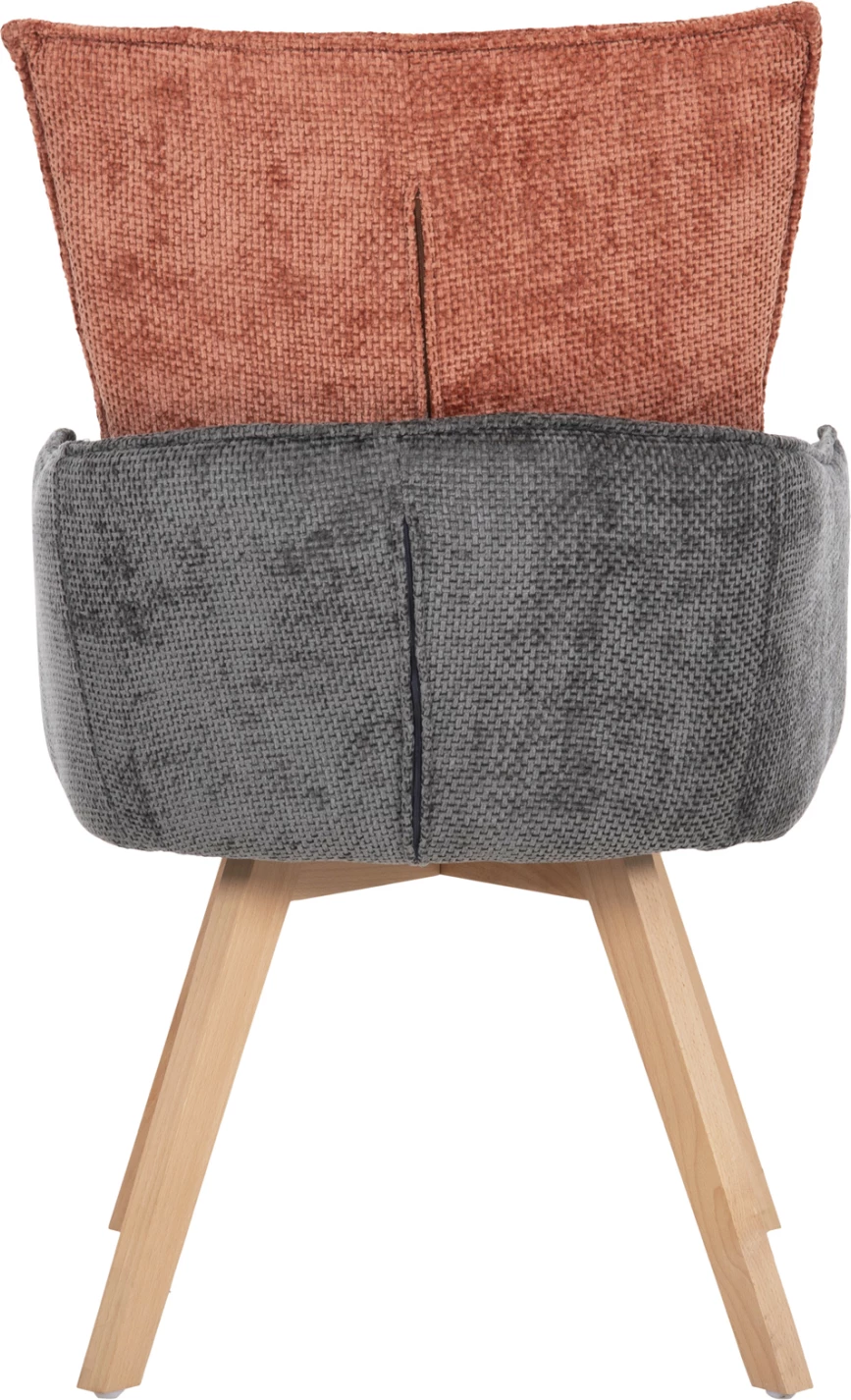 Karrige ngrënieje me krahë REX FH9847.06, ngjyrë e kuqe tullë-gri, këmbë druri ahu, 53x60x93H cm., set prej 2 copë