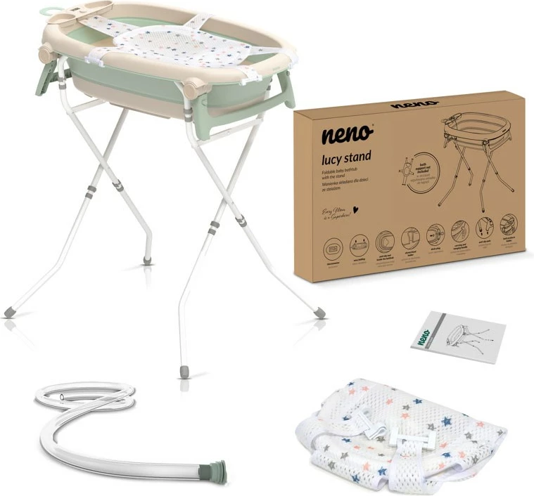 Vaskë palosëse për bebe neno LUCY STAND me kornizë, Mint