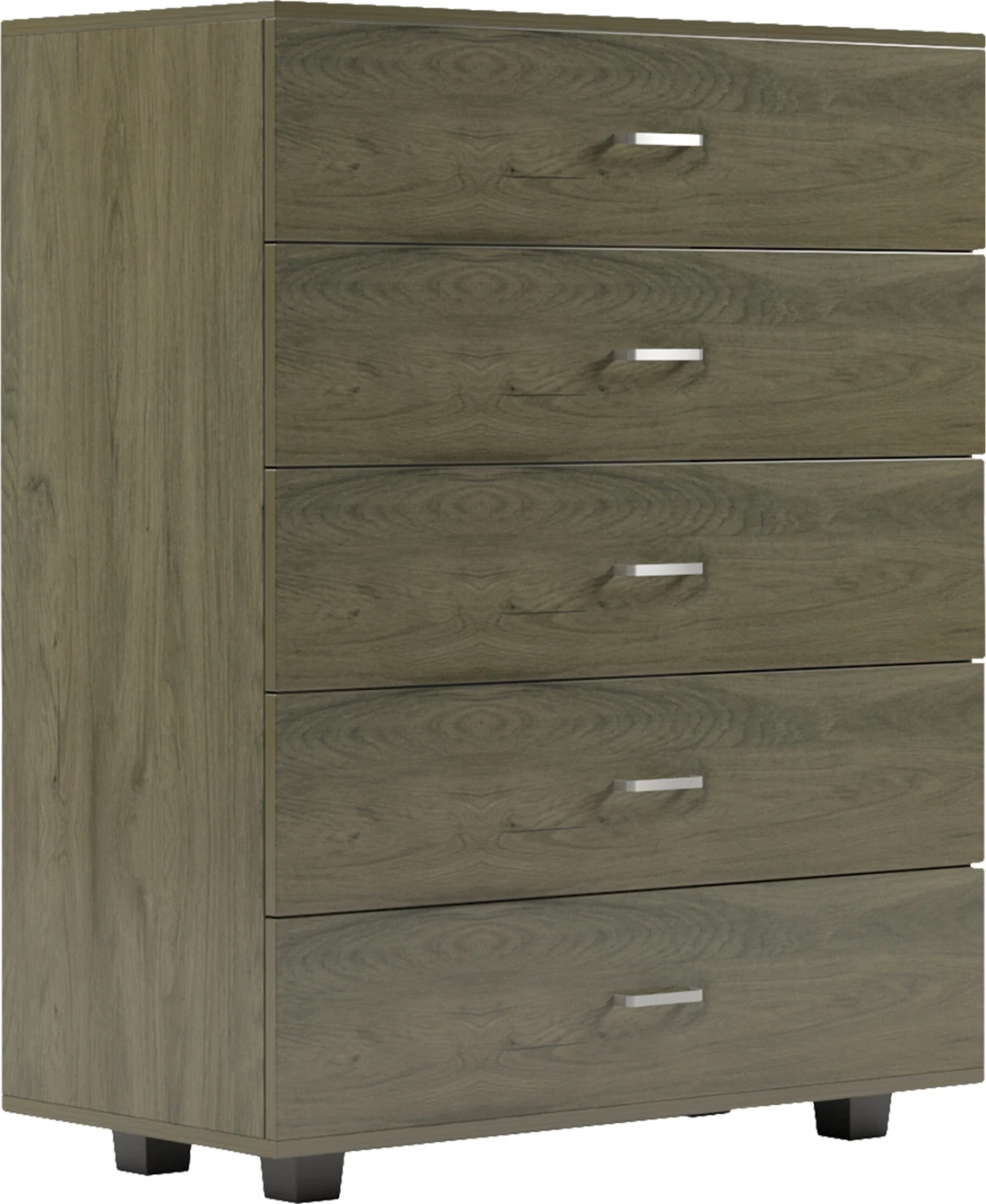 Komodinë me pesë sirtarë, ngjyrë ulliri e errët, THORG FH8995.05, 80x40x100 cm