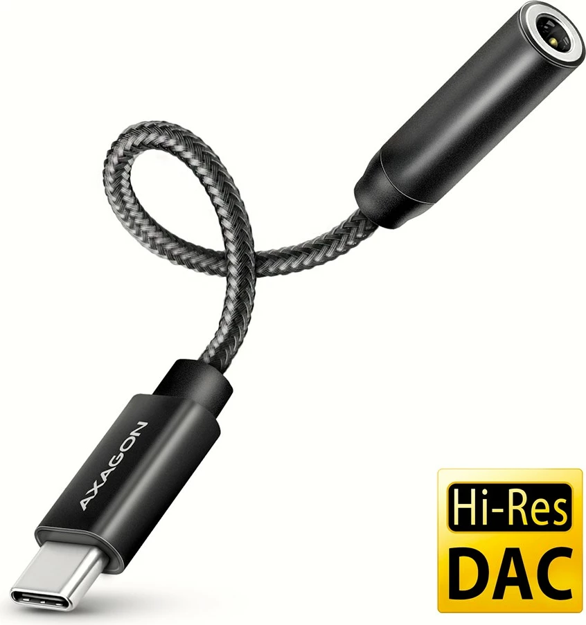 Kartë zanore e jashtme AXAGON ADA-HC, USB-C në 3.5mm, DAC 32-bit, 384kHz, E zezë