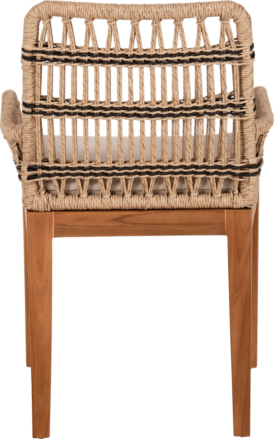 Karrige me krahë STARDOM, dru tik dhe litar, ngjyrë natyrale me detaje antraciti, FH9760.02, 57x65x83cm