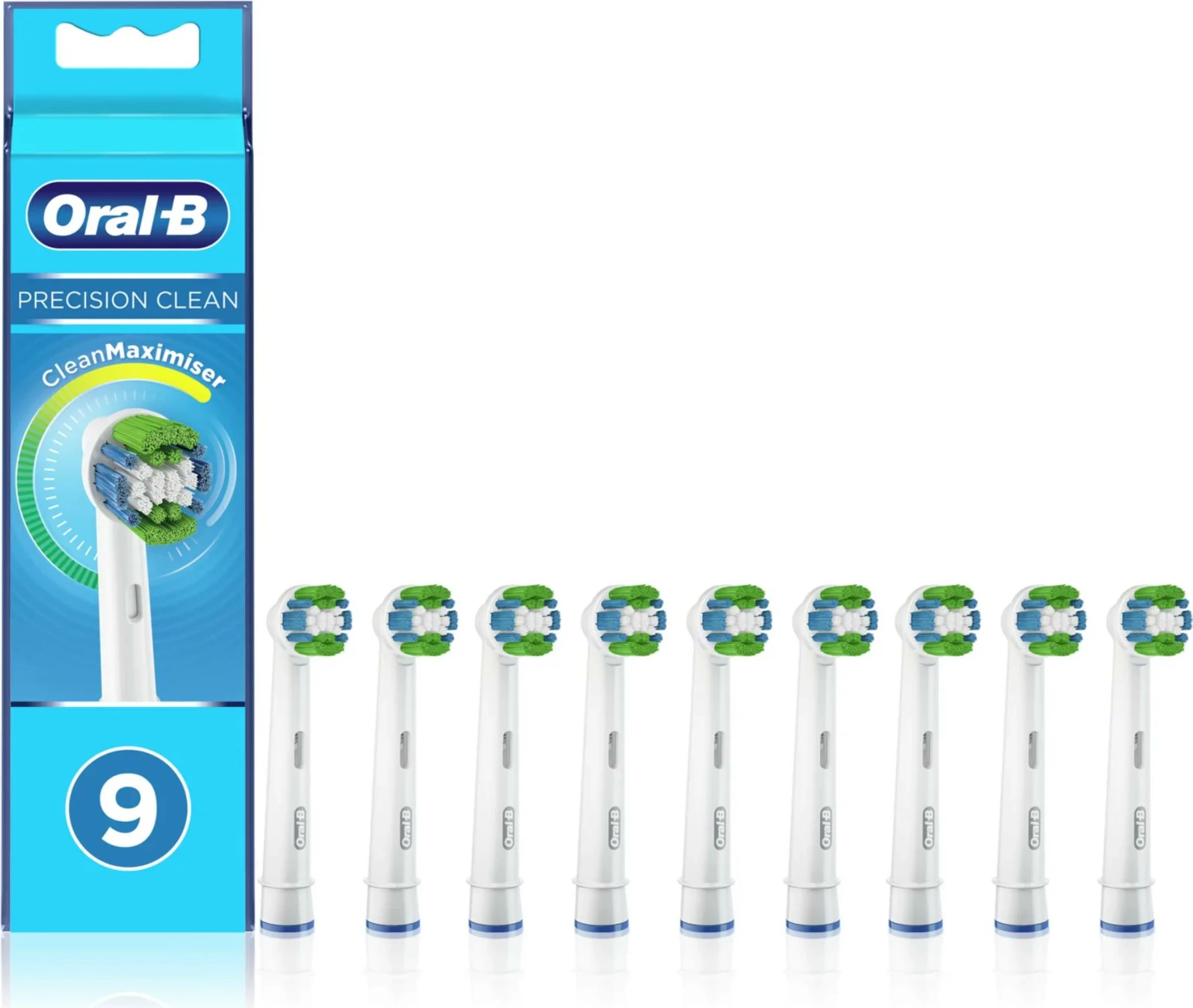 Koka zëvendësuese furçe dhëmbësh elektrike, Oral-B, Precision Clean EB-20, 3D Cleaning 48,000 vibrime/min, indikator qimesh, Rainbow, set 9 copë