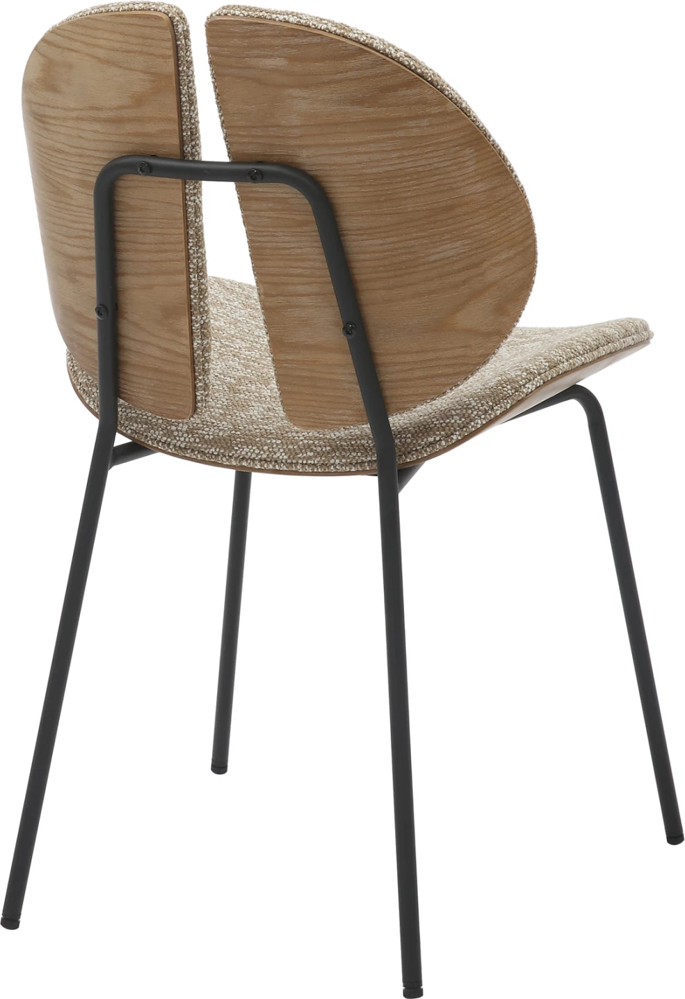 Karrige për ngrënie LUNGS FH9982.01, kornizë metalike e zezë, pëlhurë bezhë, 49x53.5x80H cm, set prej 2 copësh