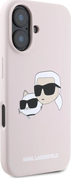 Mbështjellës Karl Lagerfeld Silicone Case Heads Print MagSafe për iPhone 16, Rozë