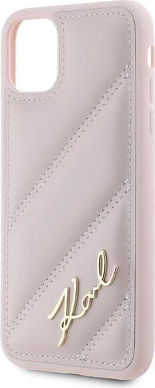 Mbështjellës Karl Lagerfeld Diagonal Quilted Script për iPhone 11/XR, Rozë
