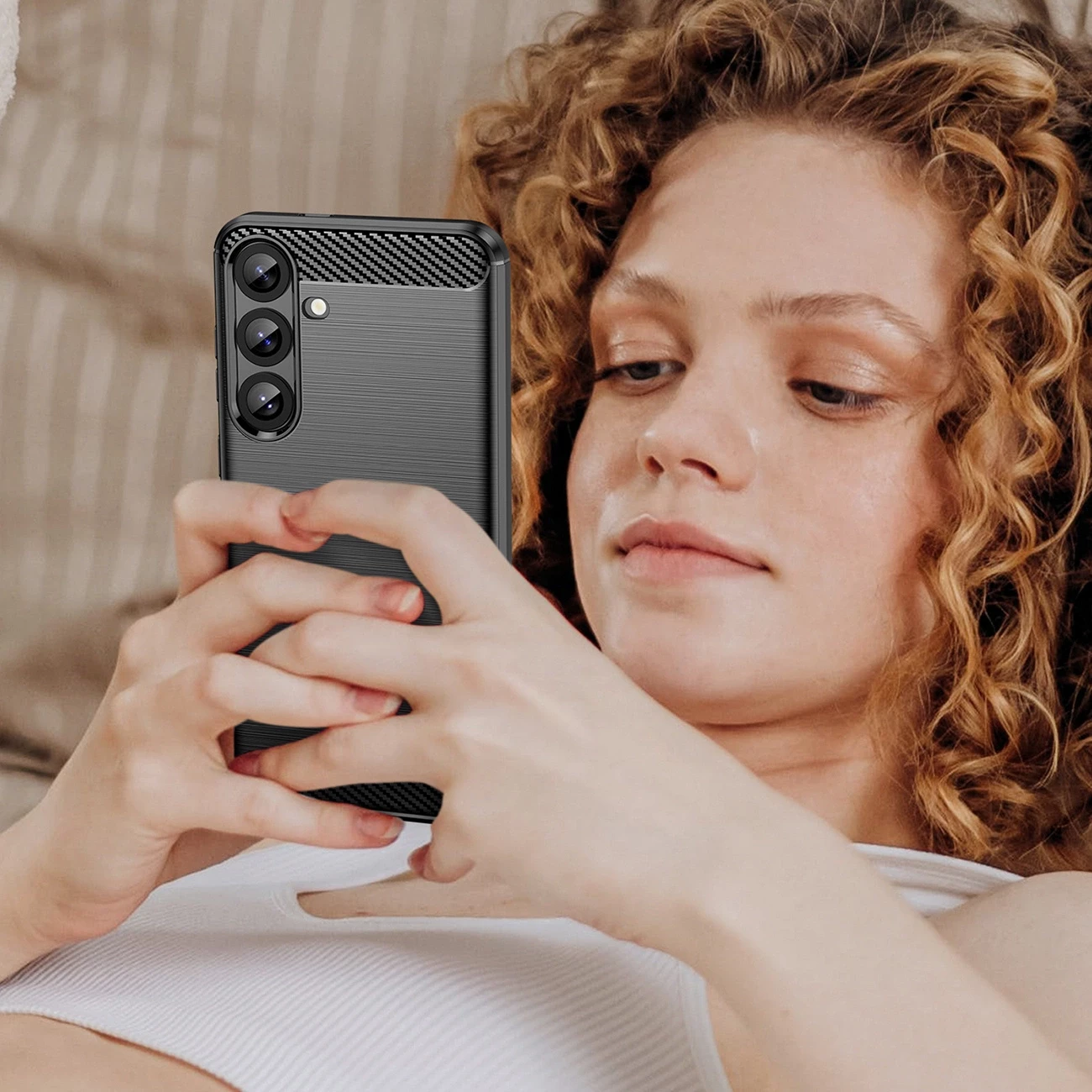 Mbështjellës Hurtel Carbon Case për Samsung Galaxy S26, TPU, i zi