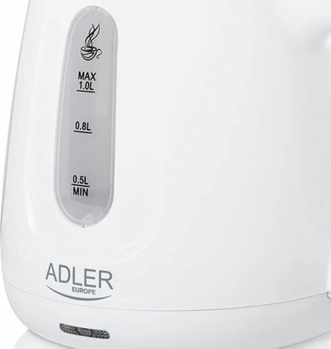 Ibrik elektrik Adler AD1373 1.0 L 850 W, i bardhë