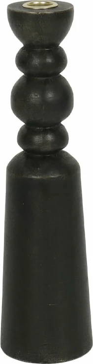 Mbajtëse qirinjsh NUVIRA, dru i zi, metal ngjyrë ari, 8.5x8.5x32cm