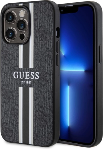 Mbështjellës Guess GUHMP13XP4RPSK për iPhone 13 Pro Max 6.7", hardcase, MagSafe, zi