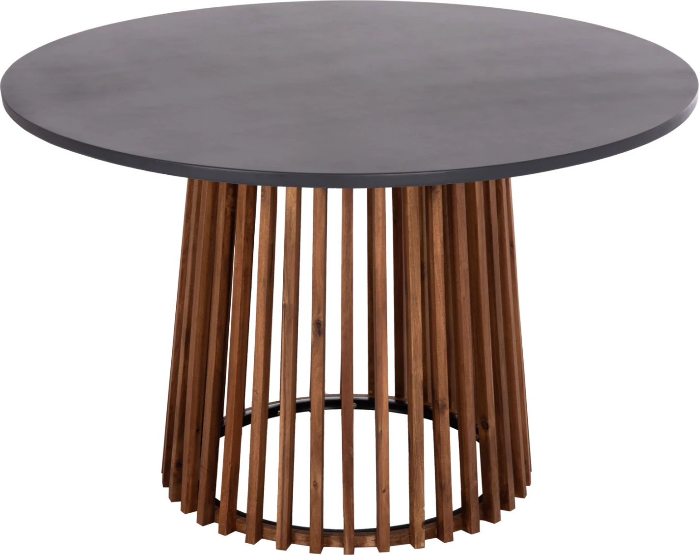 Tavolinë e rrumbullakët për jashtë, cement dhe dru akacie, CRISTOBAL FH6235, 120x77cm