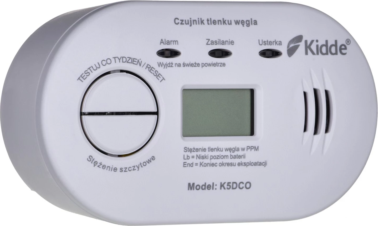 Detektor Kidde K5DCO për monoksid karboni, i bardhë