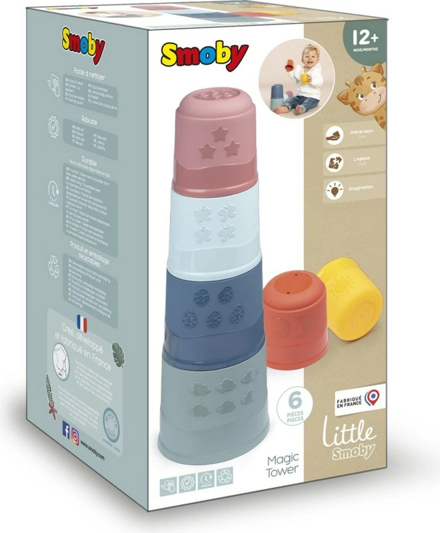 Lodër edukative Smoby Magic Pyramid Tower, 6 pjesë, shumëngjyrëshe