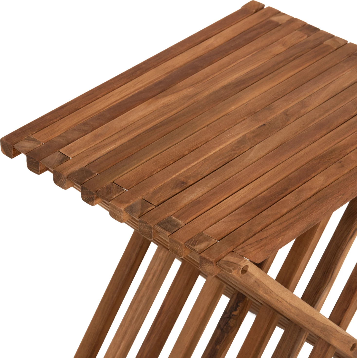 Tavolinë anësore e palosshme, dru tik, ngjyrë natyrale, FH7896, 40x33x45 cm