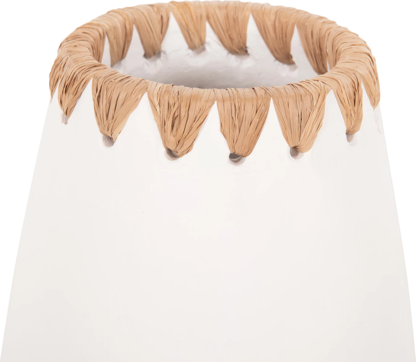 Set 3 copë vazo dekorative, FH4373, terrakota, ngjyrë e bardhë, me thurje kashte në buzë