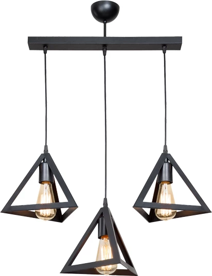 Llambë tavani me tri drita, ngjyrë e zezë, 60x24x75cm