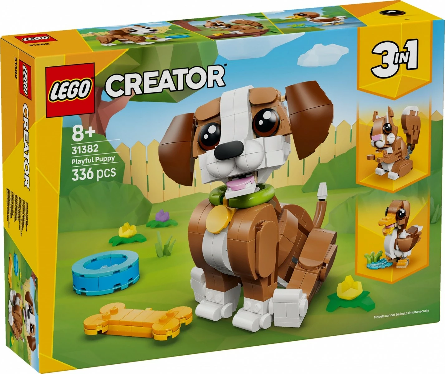 Set ndërtimi, LEGO, 31382 Creator Cute Animals Playful Puppy, 3‑in‑1, 336 pjesë, 8+