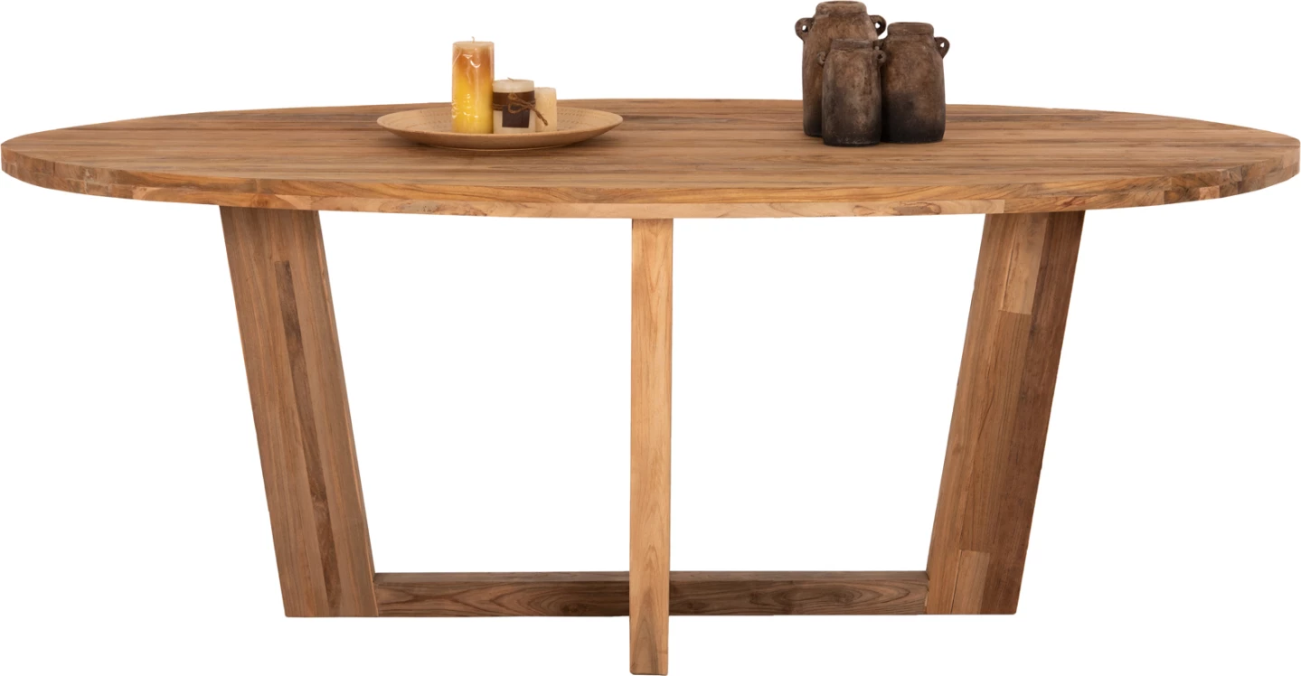 Tavolinë ngrënieje ovale, dru TEAK i ricikluar, FH9558, 209x109x80 cm