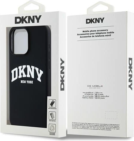 Mbështjellës DKNY Liquid Silicone me logo të bardhë, MagSafe, për iPhone 14 Pro Max, i zi